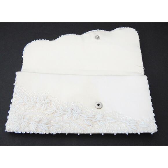 Beaded Evening Bag Clutch Purse White Cream Sequin Floral Microbeads Hong Kong V - Picture 3 of 8